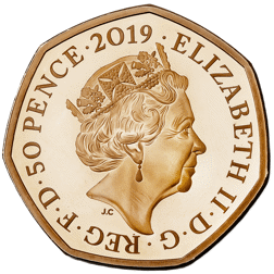 Pre-Owned 2019 UK Beatrix Potter Peter Rabbit 50p Proof Design Gold Coin