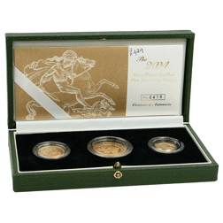Pre-Owned 2004 UK Sovereign Proof Gold 3-Coin Collection - Damaged Certificate