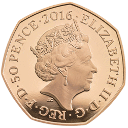 Pre-Owned 2016 UK 150th Anniversary of Beatrix Potter 50p Proof Design Gold Coin