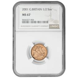 Pre-Owned 2001 UK Half Sovereign Gold Coin - NGC Graded MS67 - 8466427-004
