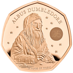 Pre-Owned 2023 UK Professor Dumbledore 50p Proof Design Gold Coin