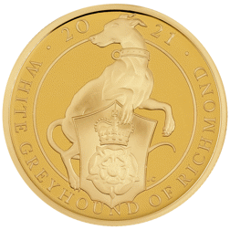 Pre-Owned 2021 UK Queen's Beasts White Greyhound of Richmond 1oz Proof Gold Coin