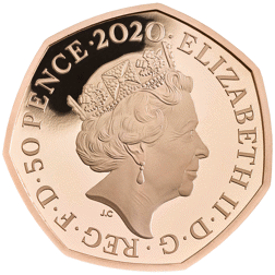 Pre-Owned 2020 UK Rosalind Franklin 50p Proof Design Gold Coin