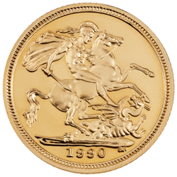 Pre-Owned 1990 UK Half Sovereign Proof Design Gold Coin