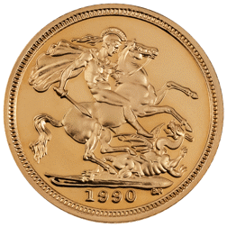 Pre-Owned 1990 UK Half Sovereign Proof Design Gold Coin