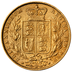 Pre-Owned 1868 London Mint DN.31 Victoria Young Head 'Shield' Full Sovereign Gold Coin