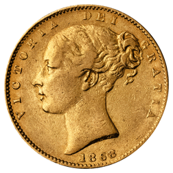 Pre-Owned 1868 London Mint DN.31 Victoria Young Head 'Shield' Full Sovereign Gold Coin
