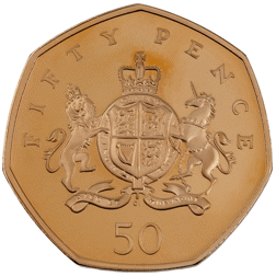 Pre-Owned 2013 UK Christopher Ironside 50p Proof Design Gold Coin