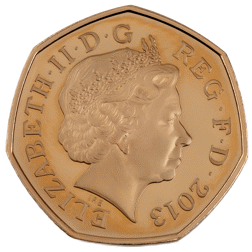 Pre-Owned 2013 UK Christopher Ironside 50p Proof Design Gold Coin