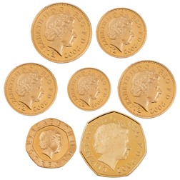 Pre-Owned 2002 UK Golden Jubilee Proof Gold Currency Coin Set - Damaged Box