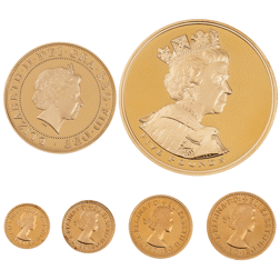 Pre-Owned 2002 UK Golden Jubilee Proof Gold Currency Coin Set - Damaged Box