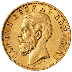 Pre-Owned 1883 Romanian Carol I 20 Lei Gold Coin