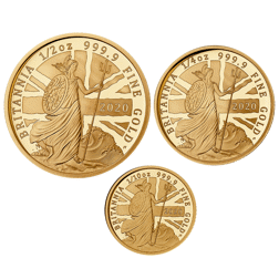 Pre-Owned 2020 UK Britannia Premium Proof Gold 3-Coin Set - Damaged Outer Box