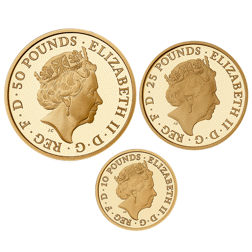 Pre-Owned 2020 UK Britannia Premium Proof Gold 3-Coin Set - Damaged Outer Box