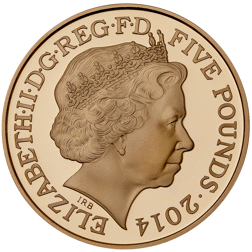 Pre-Owned 2014 UK 300th Anniversary Of The Death of Queen Anne £5 Proof Gold Coin