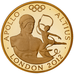 Pre-Owned UK London 2012 Olympics Apollo 1/4oz Proof Gold Coin