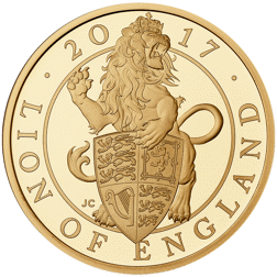 Pre-Owned 2017 UK Queen's Beasts The Lion of England 1oz Proof Gold Coin