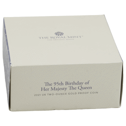 Pre-Owned 2021 UK The Royal Mint 95th Birthday of Queen Elizabeth II 2oz Proof Gold Coin - Damaged O