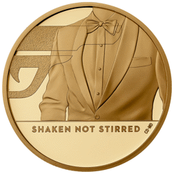 Pre-Owned 2020 The Royal Mint James Bond 007 Shaken Not Stirred 1oz Proof Design Gold Coin