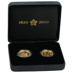 Pre-Owned 2020 400th Anniversary of the Mayflower 1/4oz  Proof Gold 2-Coin Set