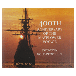 Pre-Owned 2020 400th Anniversary of the Mayflower 1/4oz  Proof Gold 2-Coin Set