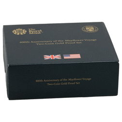 Pre-Owned 2020 400th Anniversary of the Mayflower 1/4oz  Proof Gold 2-Coin Set
