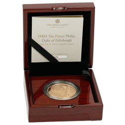 Pre-Owned 2021 UK HRH Prince Philip Duke of Edinburgh £5 Proof Gold Coin
