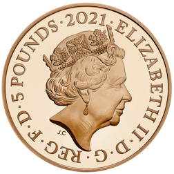 Pre-Owned 2021 UK HRH Prince Philip Duke of Edinburgh £5 Proof Gold Coin