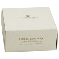 Pre-Owned 2021 UK HRH Prince Philip Duke of Edinburgh £5 Proof Gold Coin