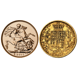 Pre-Owned UK Benedetto Pistrucci Celebration Full Sovereign Gold 2-Coin Set
