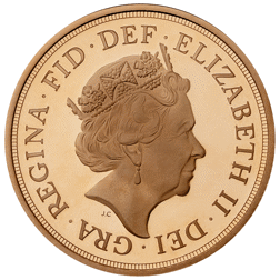 Pre-Owned 2015 UK 'Fifth Portrait' Double Sovereign Proof Design Gold Coin