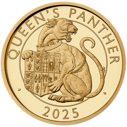 Pre-Owned 2025 UK Tudor Beasts Queen's Panther 1/4oz Proof Design Gold Coin