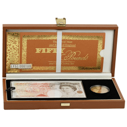 Pre-Owned 1997 Golden Wedding Anniversary Proof Gold Crown and Fifty-Pound Note Set