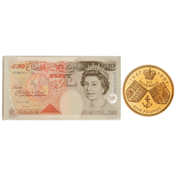 Pre-Owned 1997 Golden Wedding Anniversary Proof Gold Crown and Fifty-Pound Note Set
