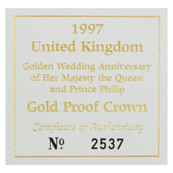 Pre-Owned 1997 Golden Wedding Anniversary Proof Gold Crown and Fifty-Pound Note Set