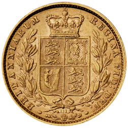 Pre-Owned 1871 London Mint DN.111 Victoria Young Head Shield Full Sovereign Gold Coin