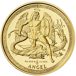 Pre-Owned 2014 Isle of Man Angel 1/10oz Gold Coin