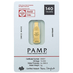 PAMP Coca-Cola 140 Years Anniversary 5g Shaped Gold Coin