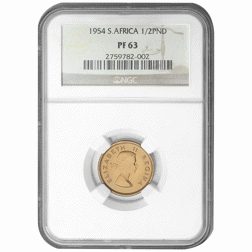 Pre-Owned 1954 Elizabeth II South African £1/2 Proof Gold Coin - NGC Graded PF63 - 2759782-002