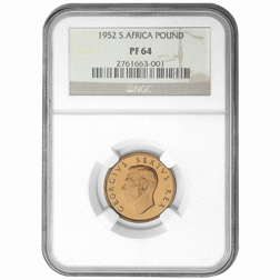 Pre-Owned 1952 George VI South African £1 Proof Gold Coin - NGC Graded PF64 - 2761663-001