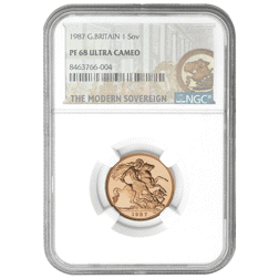 Pre-Owned 1987 UK Full Sovereign Gold Proof Coin - NGC Graded PF68 - 8463766-004