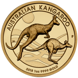 Pre-Owned 2018 Australia Kangaroo High Relief 1oz Proof Gold Coin