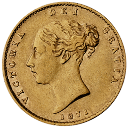 Pre-Owned 1871 London Mint DN.67 Victorian 'Shield' Half Sovereign Gold Coin