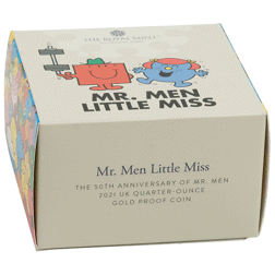 Pre-Owned UK 2021 Mr. Strong and Little Miss Giggle - 50th Anniversary of Mr. Men 1/4oz Proof Gold C