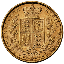 Pre-Owned 1873 London Mint DN.18 Victorian 'Shield' Full Sovereign Gold Coin