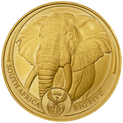 Pre-Owned South African 'Big Five Series' Elephant 1oz Gold Coin - Mixed Dates
