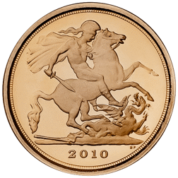 Pre-Owned 2010 UK Quarter Sovereign Proof Gold Coin - Missing Outer Box
