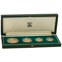 Pre-Owned 1980 UK Sovereign Proof Gold 4-Coin Set - Damaged Box