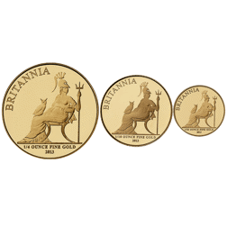 Pre-Owned 2013 UK Britannia Proof Gold 3-Coin Set