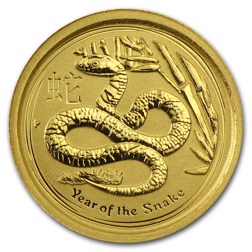 Pre-Owned 2013 Australian Lunar Snake 1/20oz Gold Coin